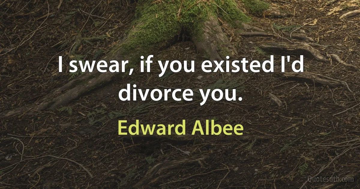 I swear, if you existed I'd divorce you. (Edward Albee)