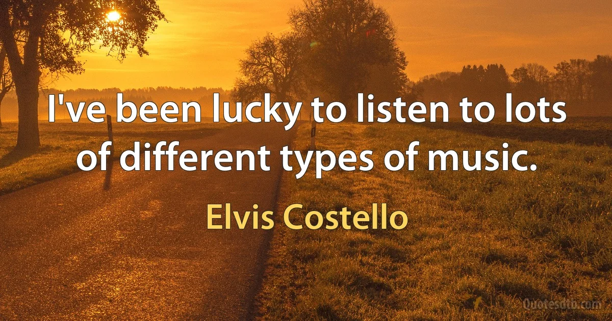 I've been lucky to listen to lots of different types of music. (Elvis Costello)