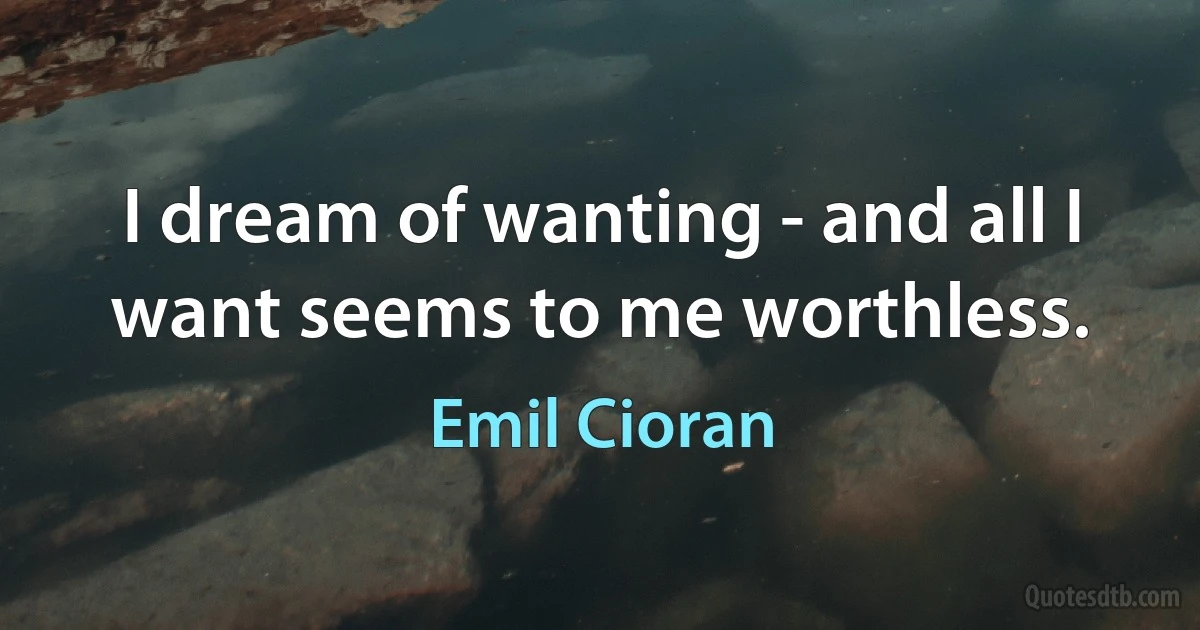 I dream of wanting - and all I want seems to me worthless. (Emil Cioran)