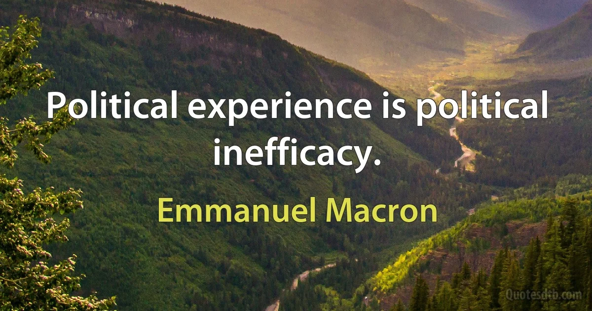 Political experience is political inefficacy. (Emmanuel Macron)