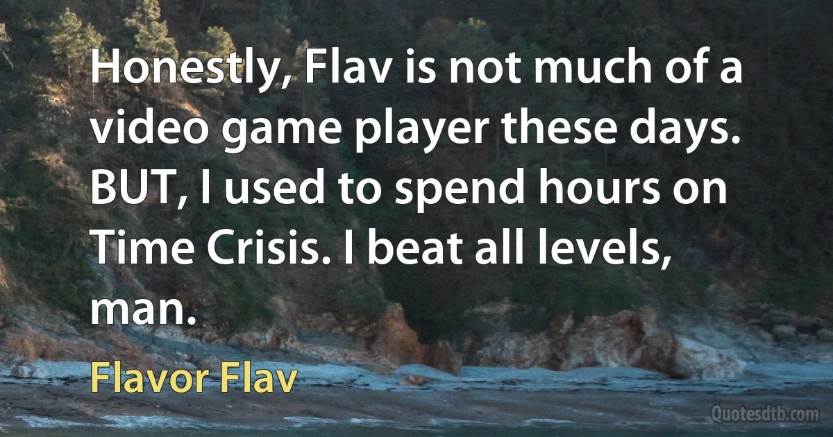 Honestly, Flav is not much of a video game player these days. BUT, I used to spend hours on Time Crisis. I beat all levels, man. (Flavor Flav)