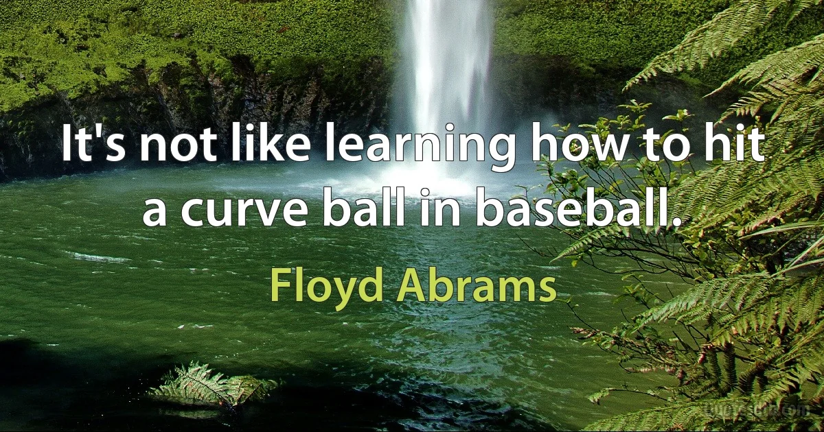 It's not like learning how to hit a curve ball in baseball. (Floyd Abrams)