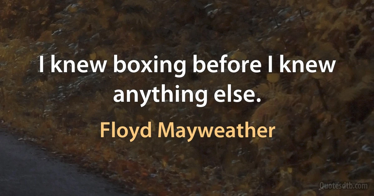 I knew boxing before I knew anything else. (Floyd Mayweather)