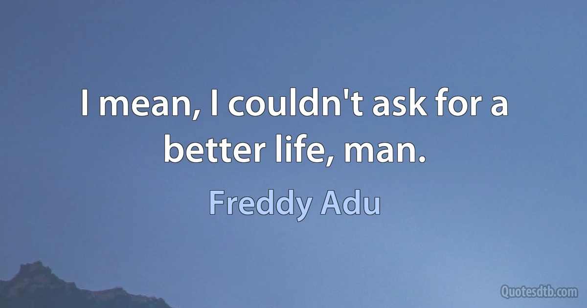 I mean, I couldn't ask for a better life, man. (Freddy Adu)