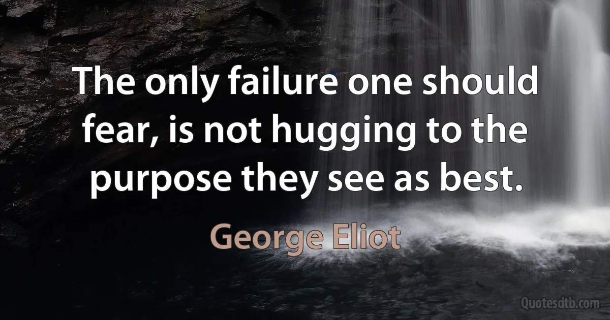 The only failure one should fear, is not hugging to the purpose they see as best. (George Eliot)