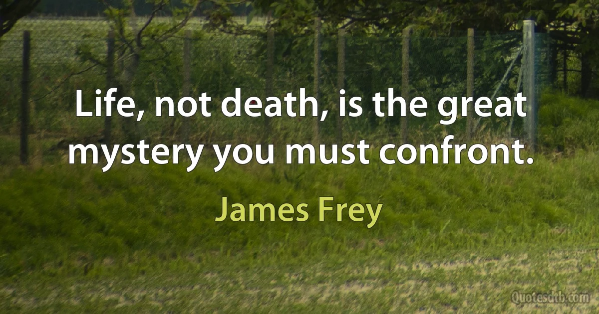 Life, not death, is the great mystery you must confront. (James Frey)