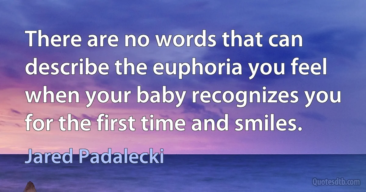 There are no words that can describe the euphoria you feel when your baby recognizes you for the first time and smiles. (Jared Padalecki)