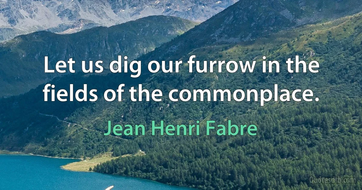 Let us dig our furrow in the fields of the commonplace. (Jean Henri Fabre)