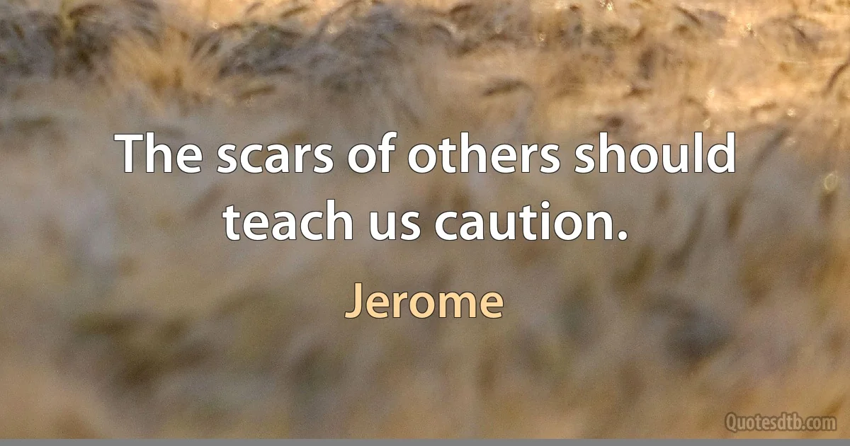 The scars of others should teach us caution. (Jerome)