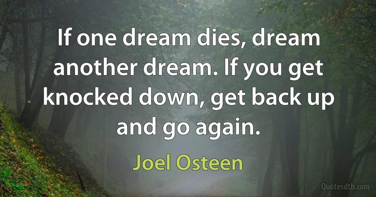 If one dream dies, dream another dream. If you get knocked down, get back up and go again. (Joel Osteen)