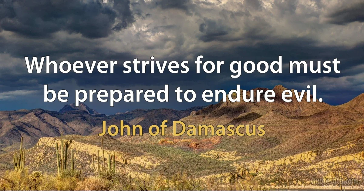 Whoever strives for good must be prepared to endure evil. (John of Damascus)