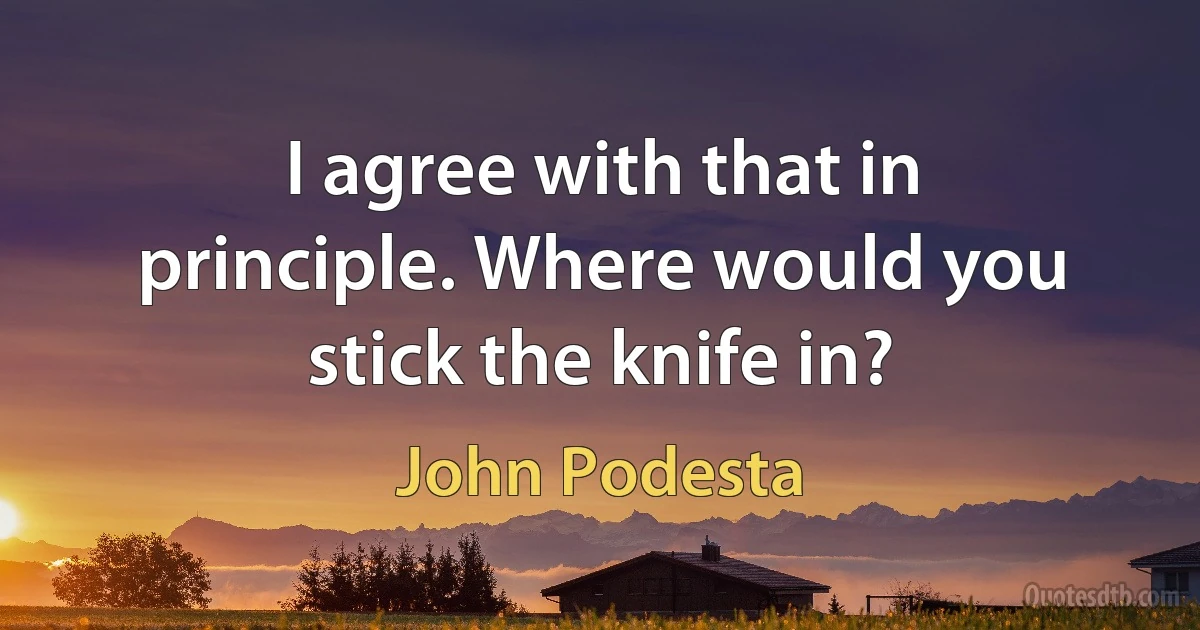 I agree with that in principle. Where would you stick the knife in? (John Podesta)