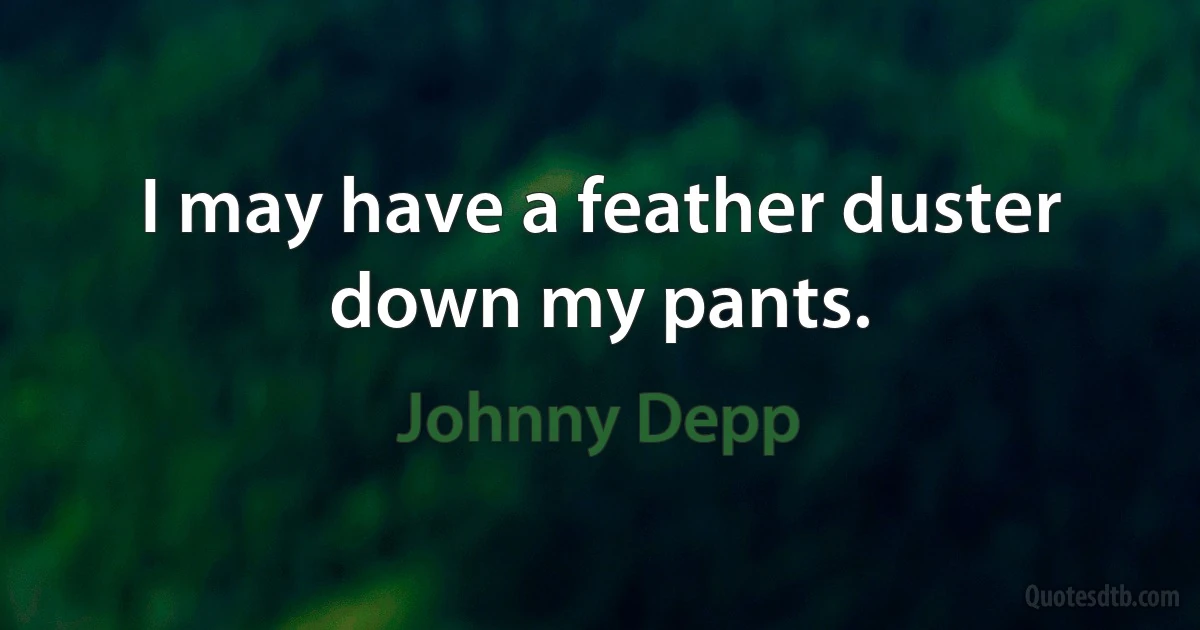 I may have a feather duster down my pants. (Johnny Depp)