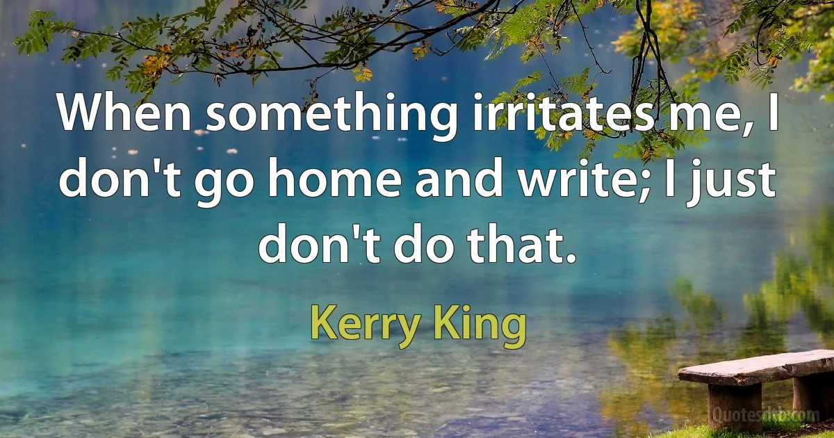 When something irritates me, I don't go home and write; I just don't do that. (Kerry King)