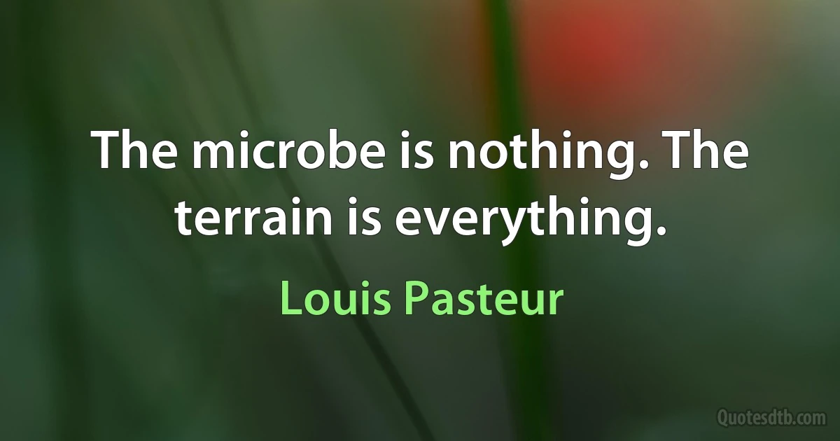 The microbe is nothing. The terrain is everything. (Louis Pasteur)