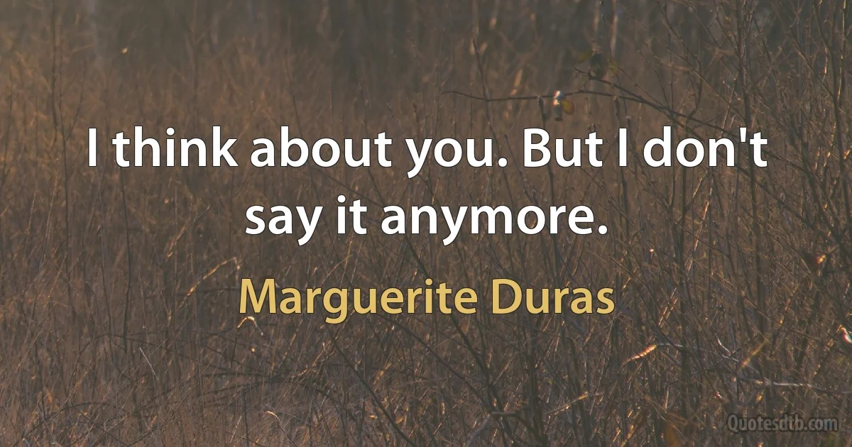 I think about you. But I don't say it anymore. (Marguerite Duras)