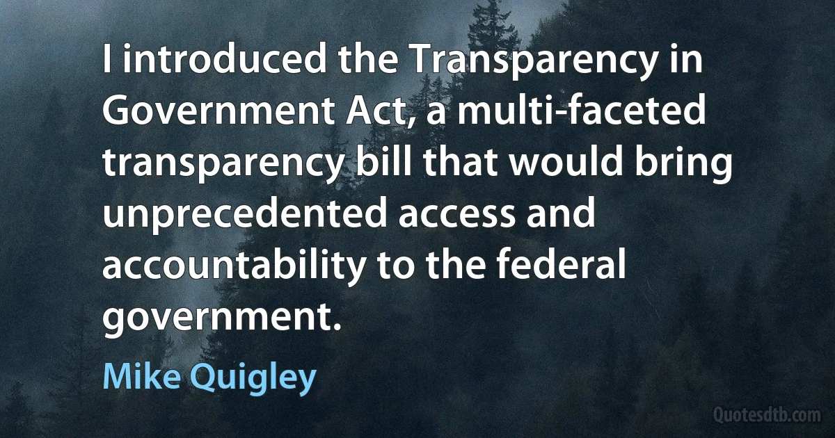 I introduced the Transparency in Government Act, a multi-faceted transparency bill that would bring unprecedented access and accountability to the federal government. (Mike Quigley)