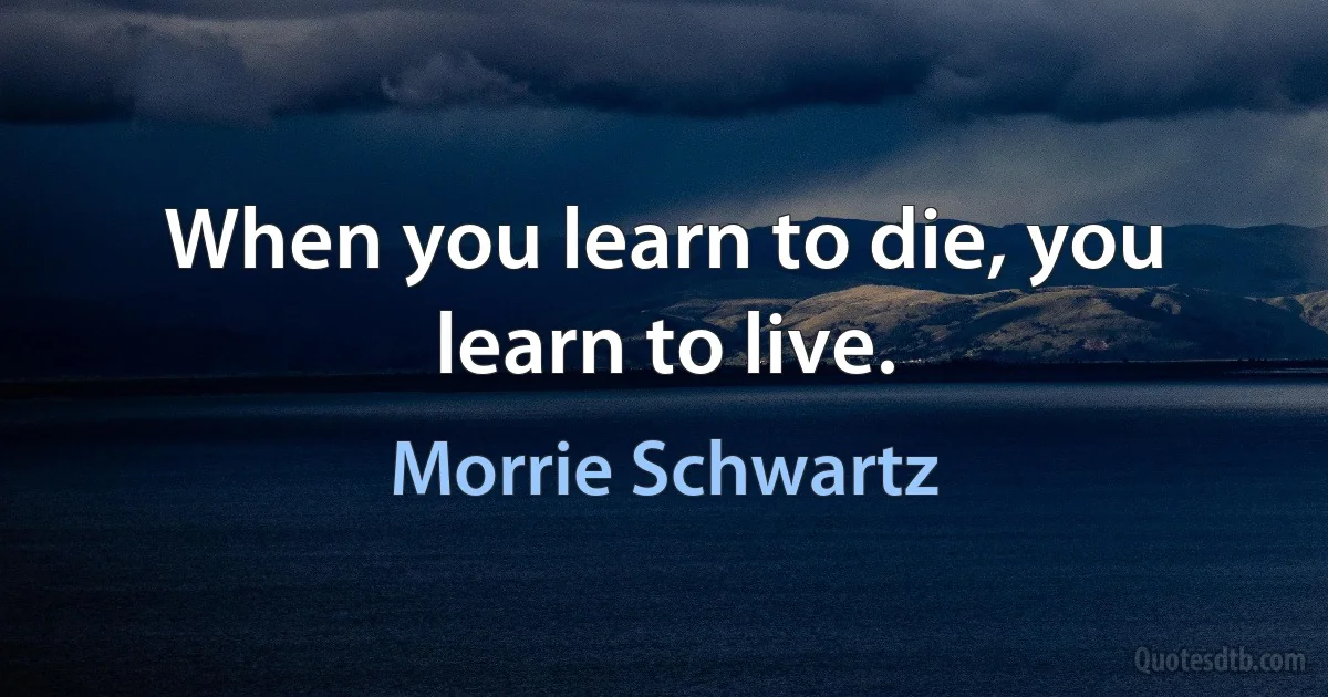 When you learn to die, you learn to live. (Morrie Schwartz)