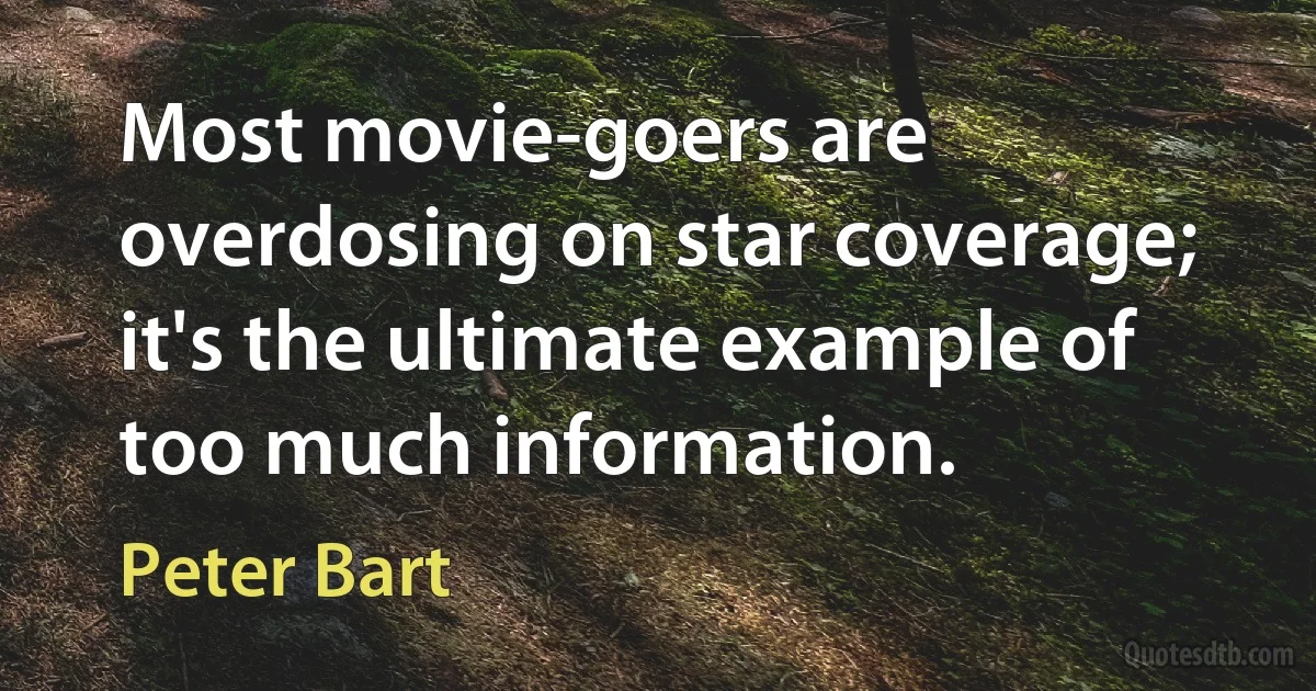 Most movie-goers are overdosing on star coverage; it's the ultimate example of too much information. (Peter Bart)