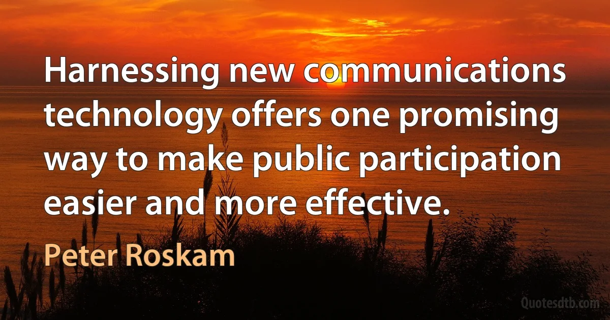 Harnessing new communications technology offers one promising way to make public participation easier and more effective. (Peter Roskam)