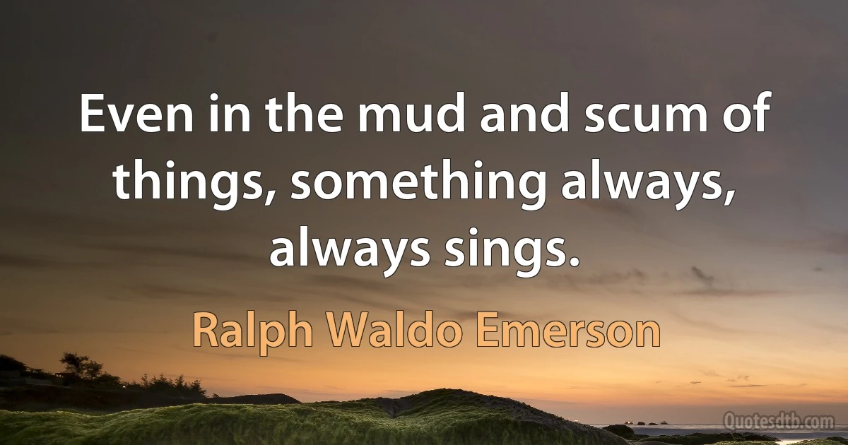 Even in the mud and scum of things, something always, always sings. (Ralph Waldo Emerson)