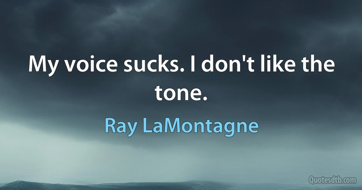 My voice sucks. I don't like the tone. (Ray LaMontagne)