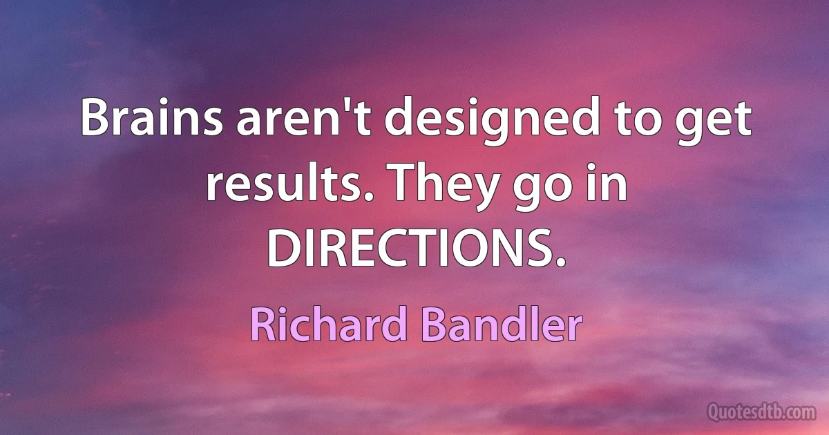 Brains aren't designed to get results. They go in DIRECTIONS. (Richard Bandler)