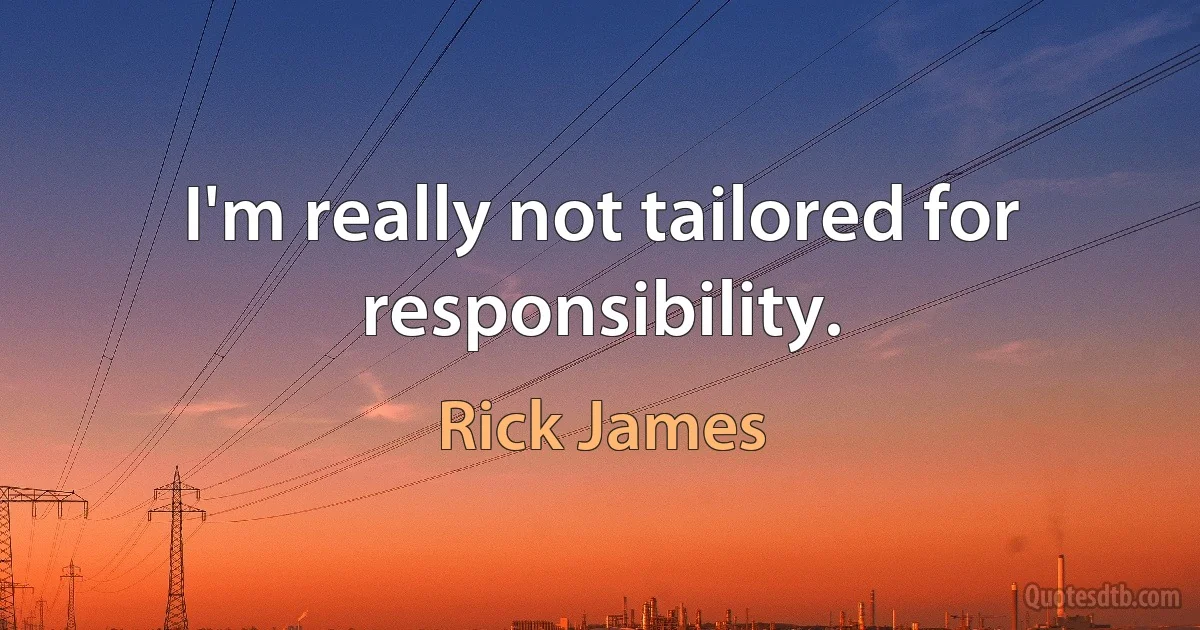 I'm really not tailored for responsibility. (Rick James)