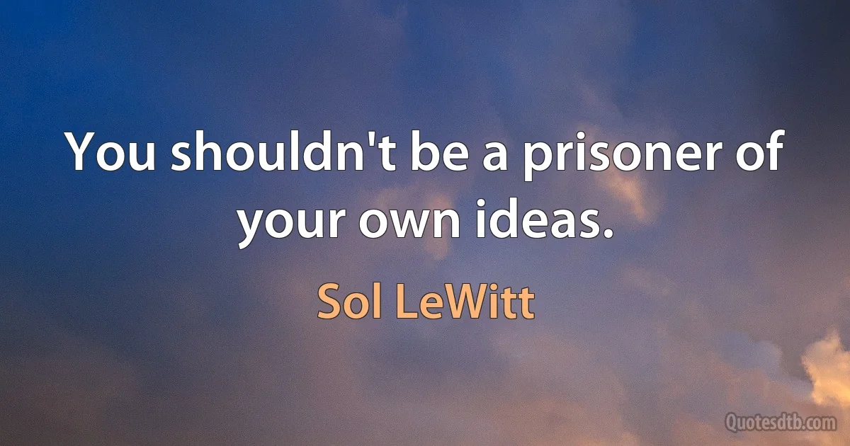 You shouldn't be a prisoner of your own ideas. (Sol LeWitt)