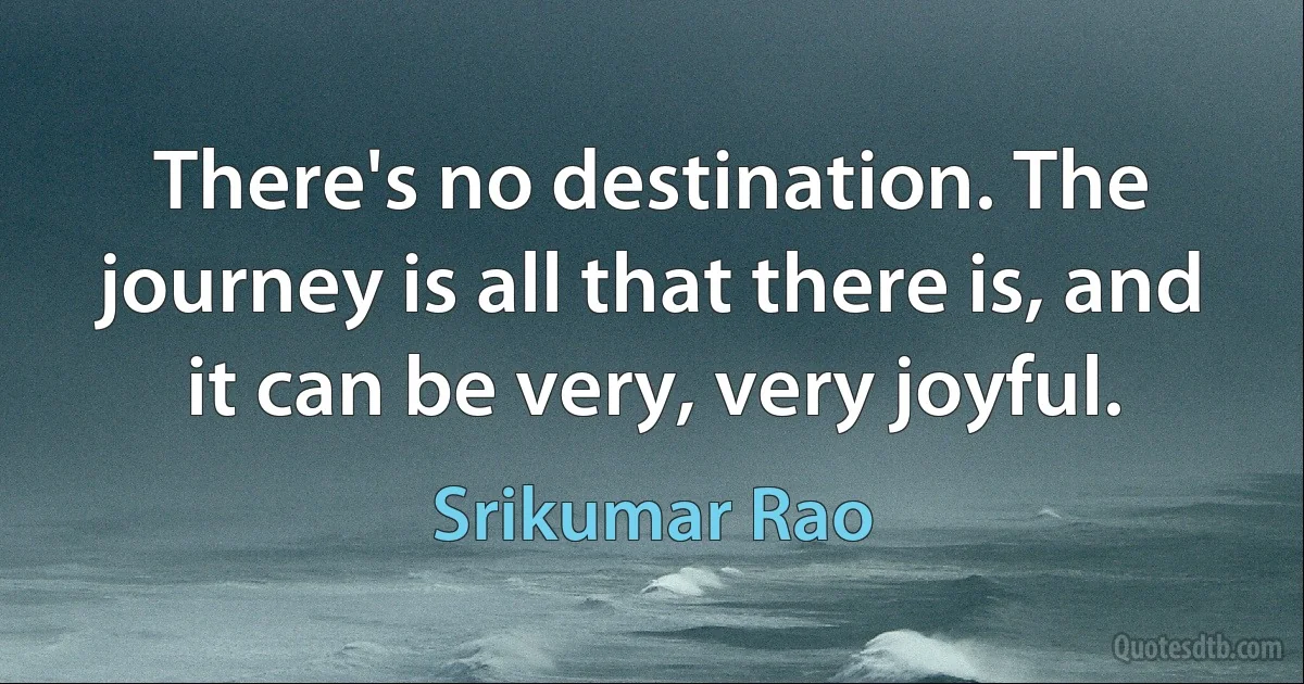 There's no destination. The journey is all that there is, and it can be very, very joyful. (Srikumar Rao)