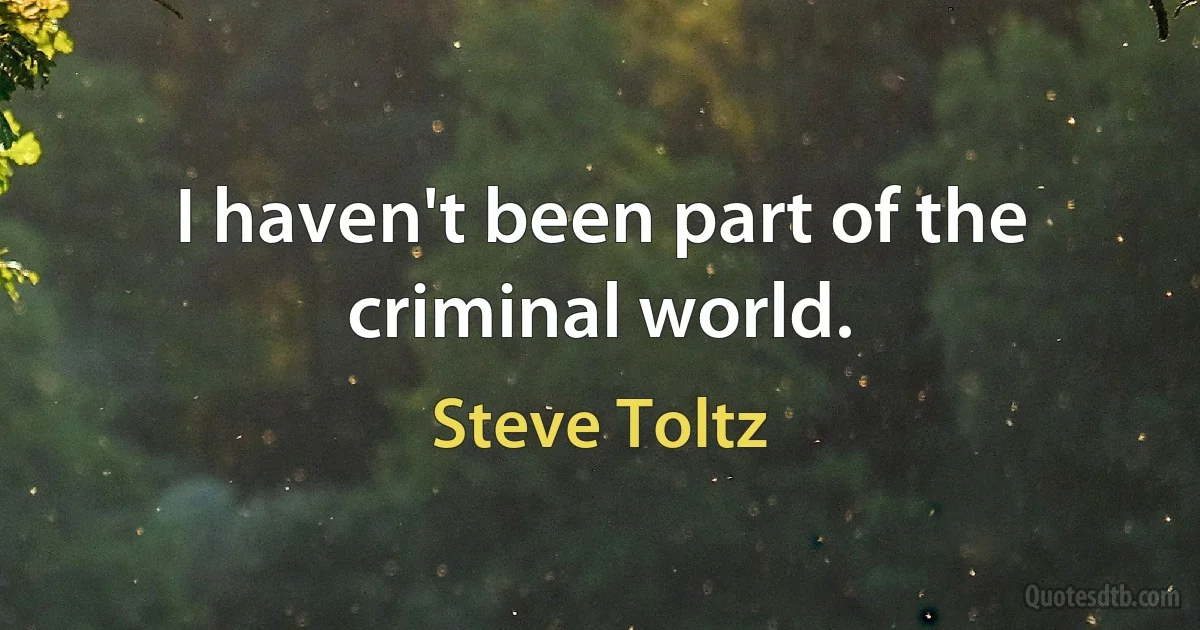 I haven't been part of the criminal world. (Steve Toltz)