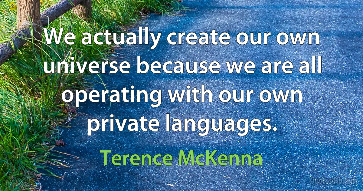 We actually create our own universe because we are all operating with our own private languages. (Terence McKenna)