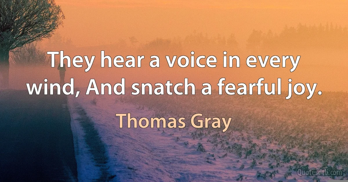 They hear a voice in every wind, And snatch a fearful joy. (Thomas Gray)