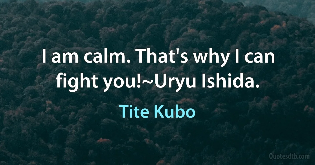 I am calm. That's why I can fight you!~Uryu Ishida. (Tite Kubo)