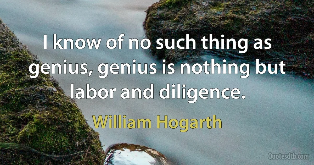 I know of no such thing as genius, genius is nothing but labor and diligence. (William Hogarth)