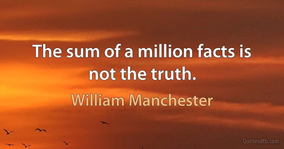 The sum of a million facts is not the truth. (William Manchester)