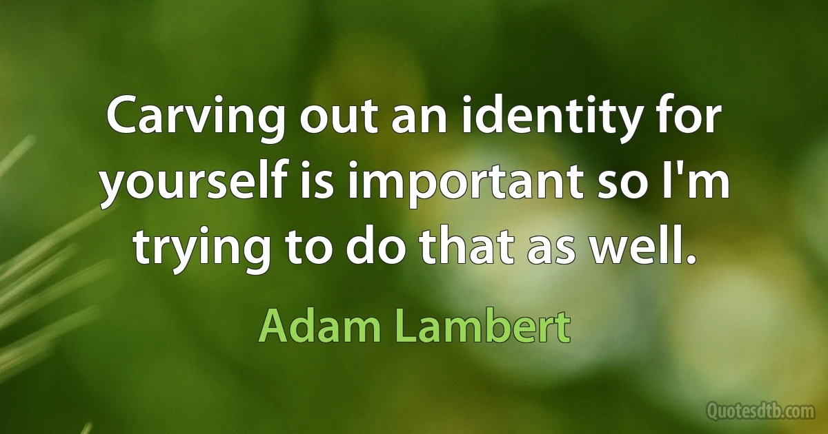 Carving out an identity for yourself is important so I'm trying to do that as well. (Adam Lambert)