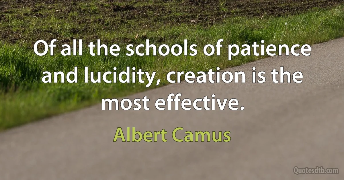 Of all the schools of patience and lucidity, creation is the most effective. (Albert Camus)