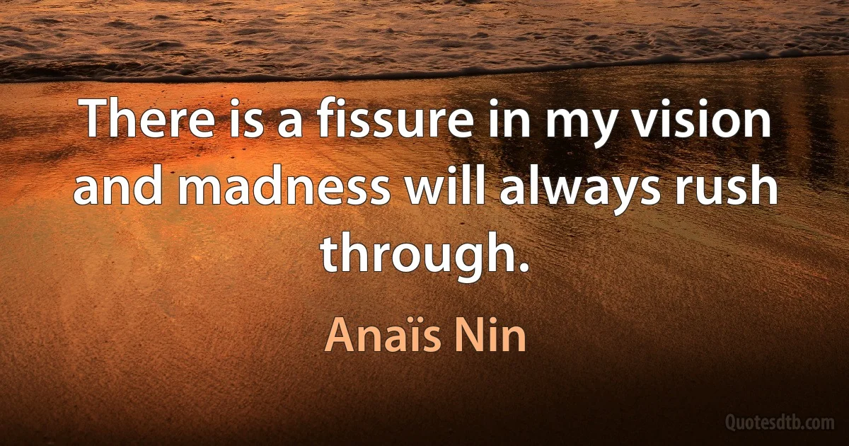 There is a fissure in my vision and madness will always rush through. (Anaïs Nin)