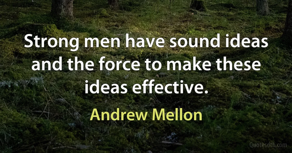 Strong men have sound ideas and the force to make these ideas effective. (Andrew Mellon)