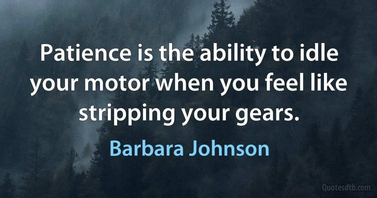 Patience is the ability to idle your motor when you feel like stripping your gears. (Barbara Johnson)