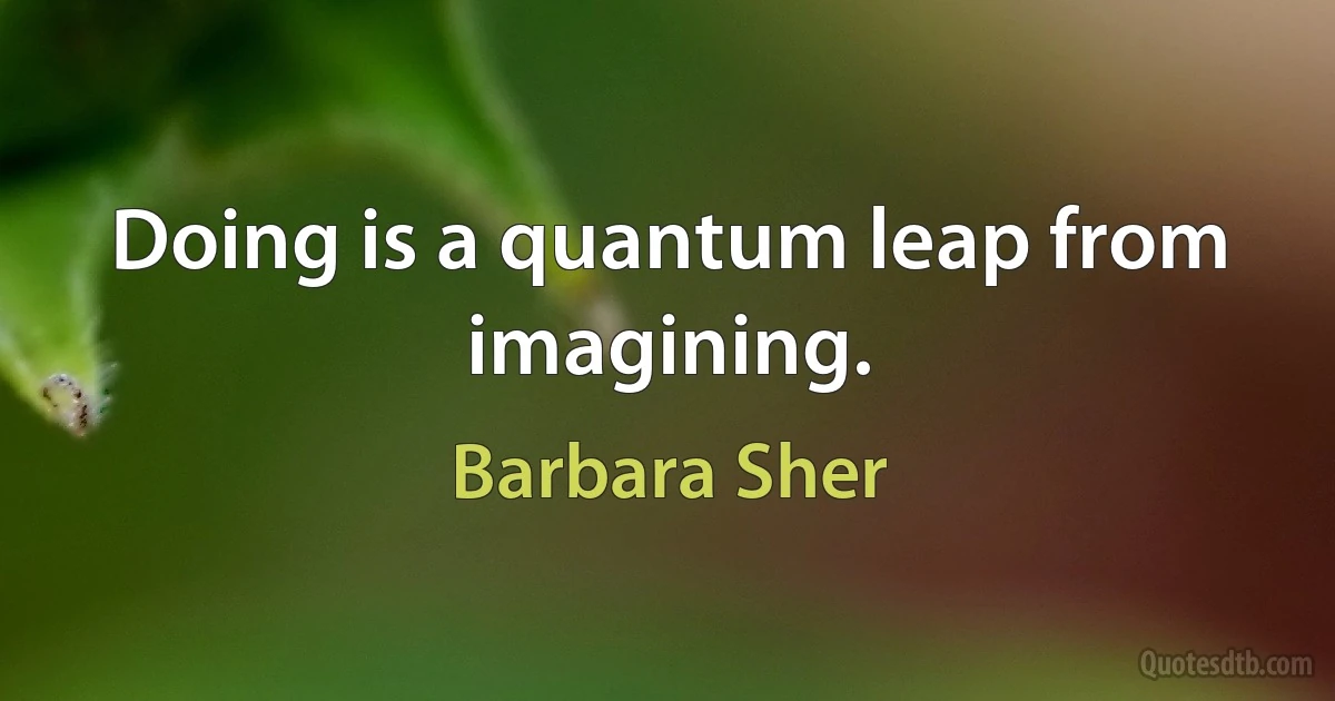 Doing is a quantum leap from imagining. (Barbara Sher)