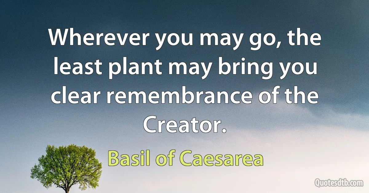 Wherever you may go, the least plant may bring you clear remembrance of the Creator. (Basil of Caesarea)