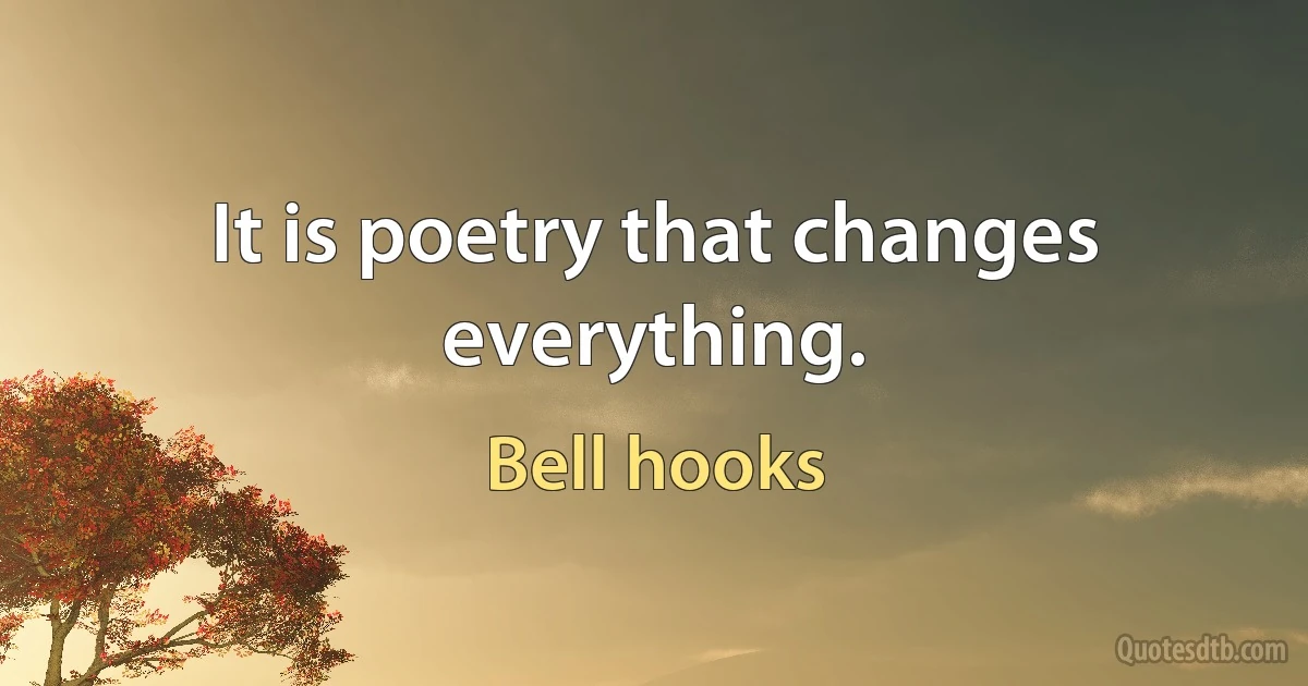 It is poetry that changes everything. (Bell hooks)