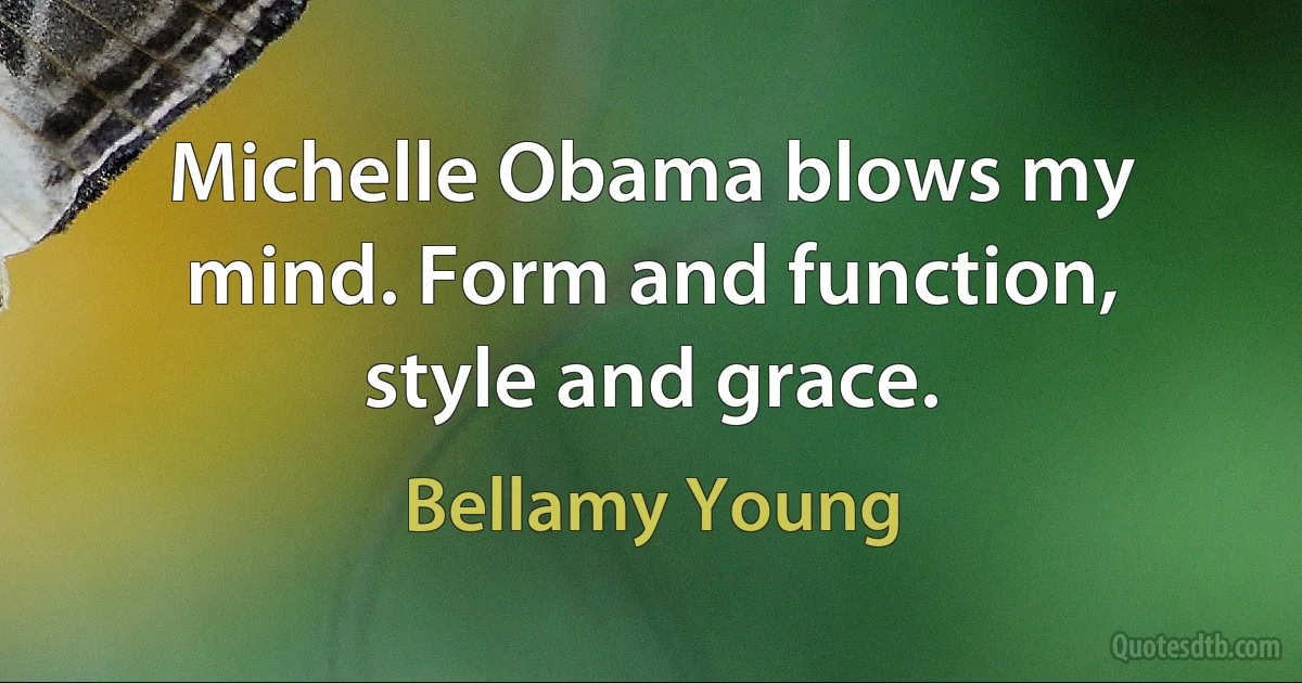 Michelle Obama blows my mind. Form and function, style and grace. (Bellamy Young)