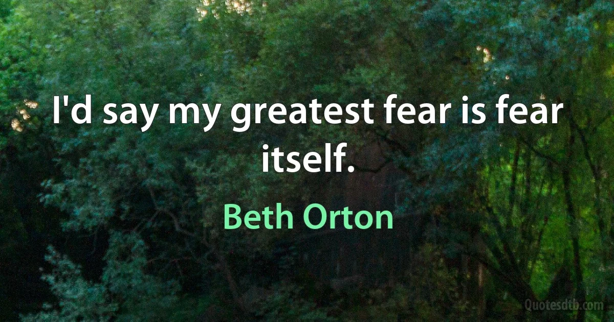 I'd say my greatest fear is fear itself. (Beth Orton)