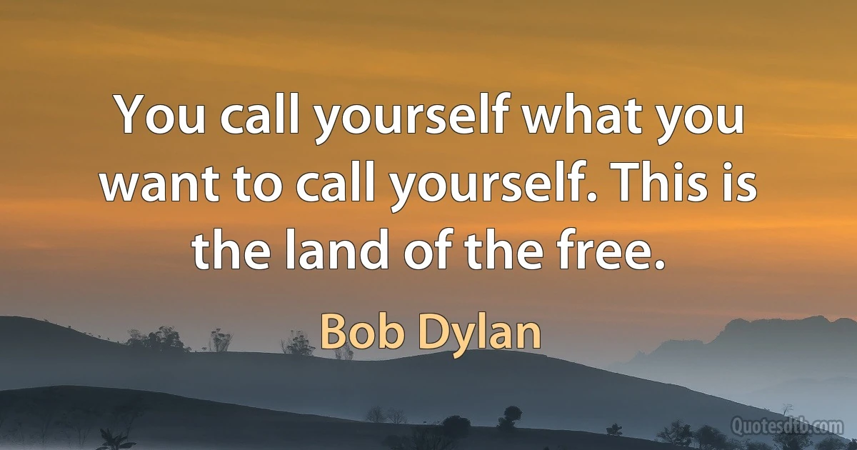 You call yourself what you want to call yourself. This is the land of the free. (Bob Dylan)