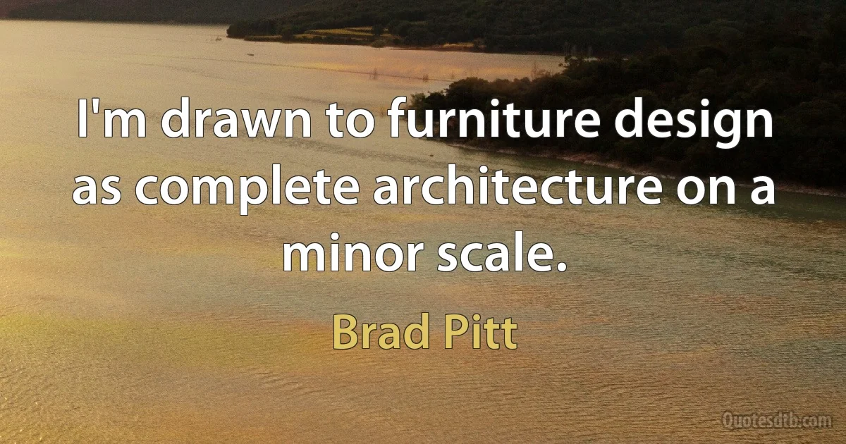 I'm drawn to furniture design as complete architecture on a minor scale. (Brad Pitt)