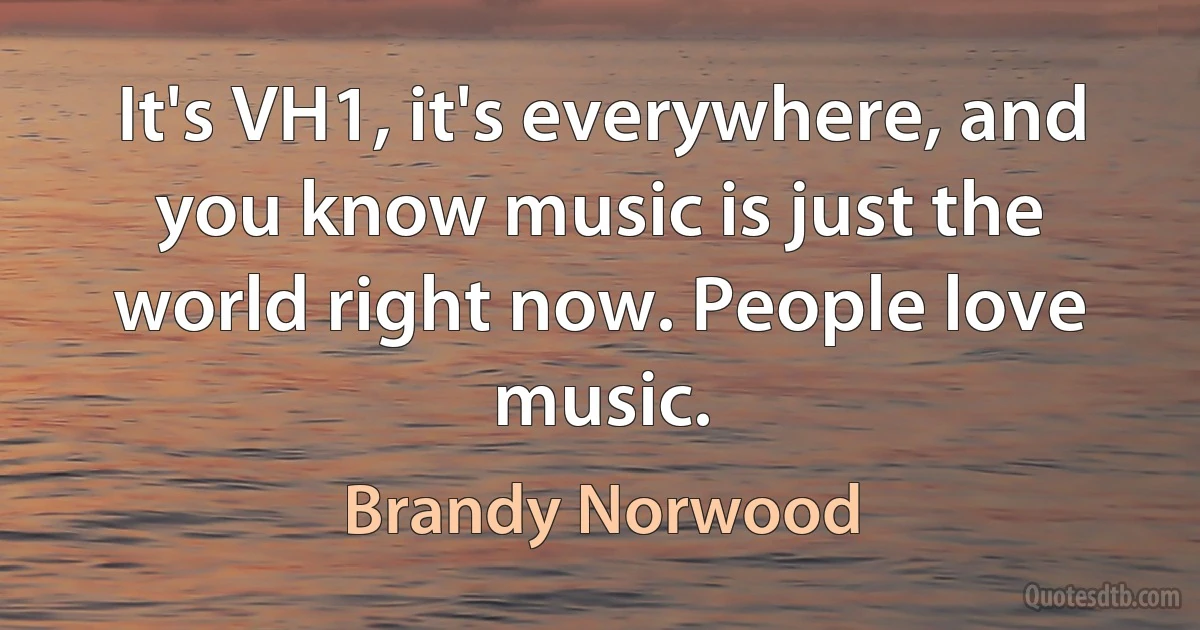 It's VH1, it's everywhere, and you know music is just the world right now. People love music. (Brandy Norwood)