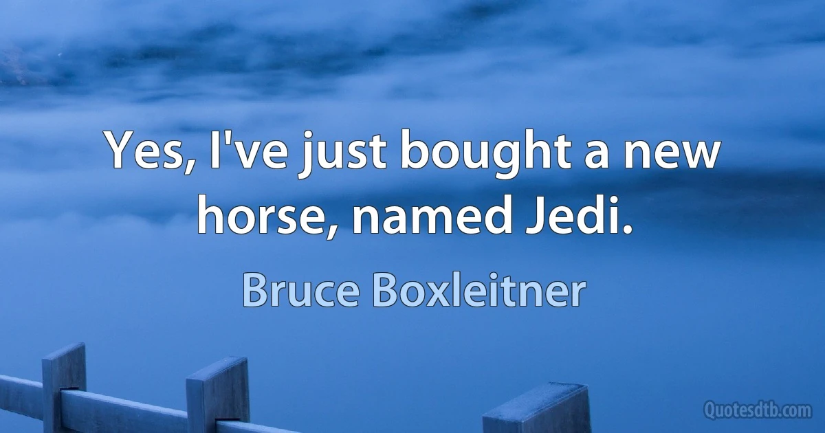 Yes, I've just bought a new horse, named Jedi. (Bruce Boxleitner)